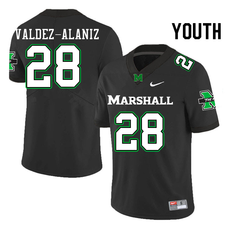 Youth #28 Joshua Valdez-Alaniz Marshall Thundering Herd College Football Jerseys Stitched Sale-Black